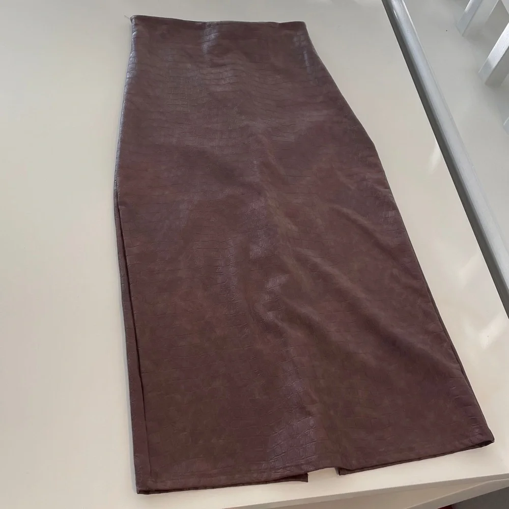 Commando Brown Snake Print faux leather Pencil skirt size Small